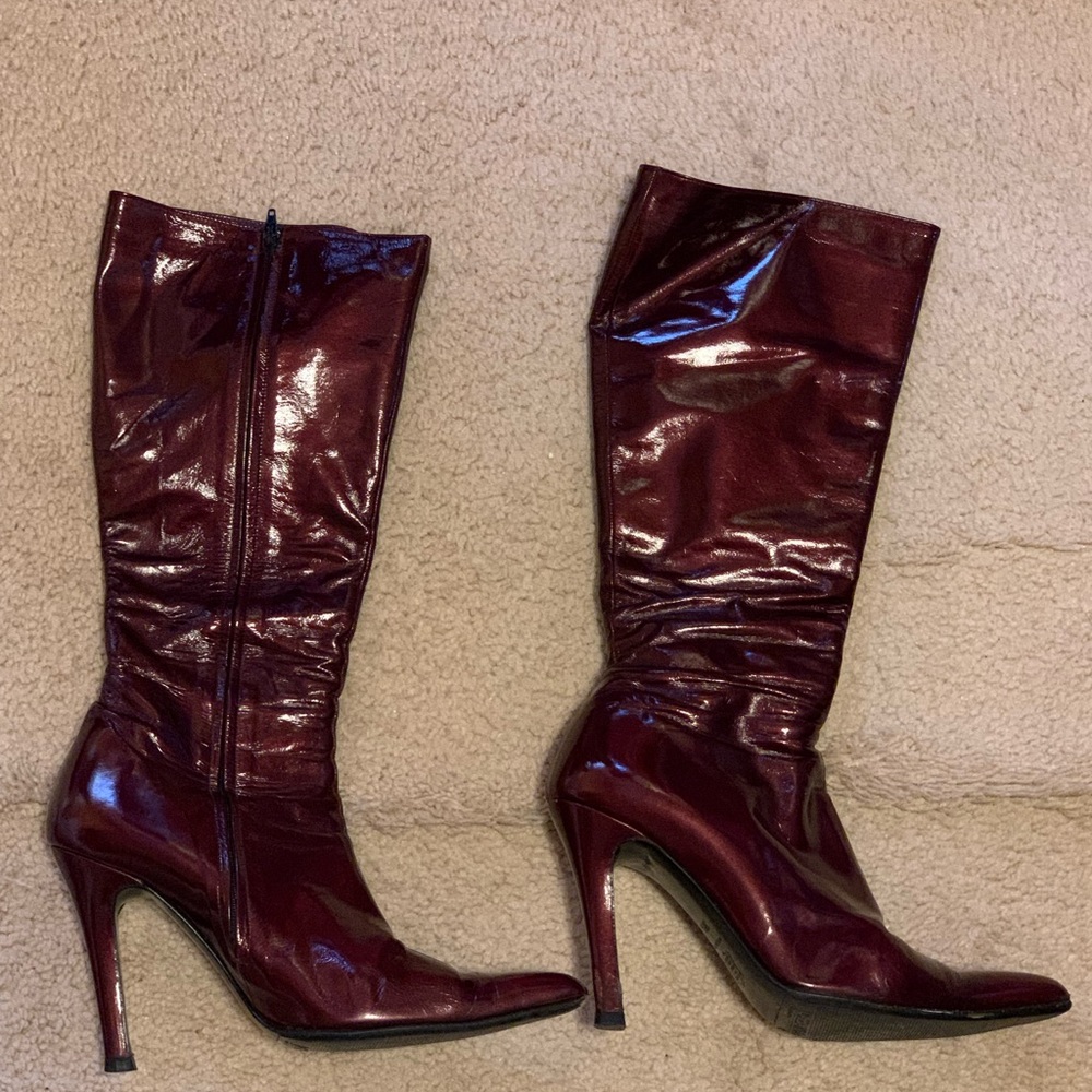 Valentine’s Day Mario Valentino Italian Wine STILETTOS Patin lthr size 38.5